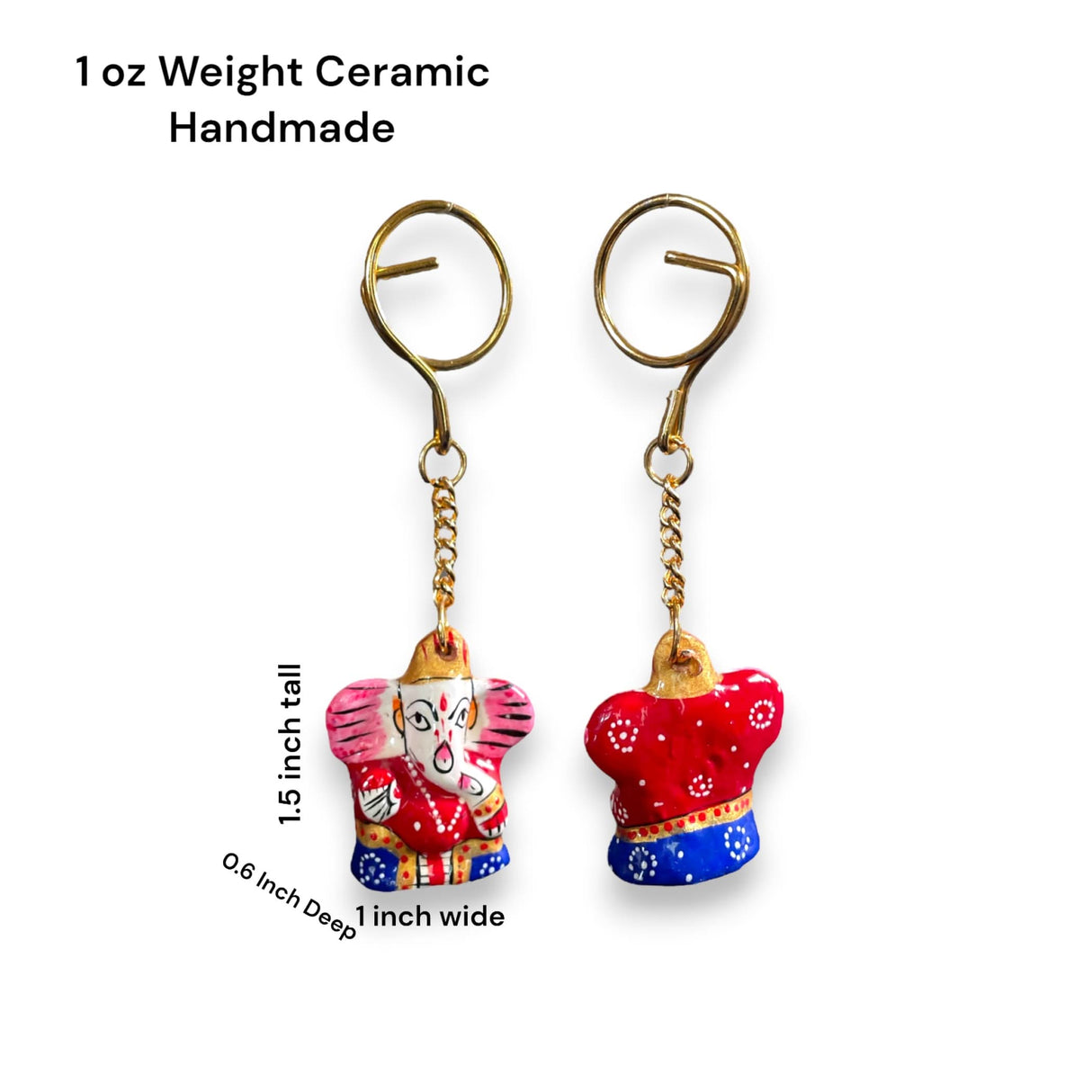 Handmade Ceramic Ganesha Keychain Amulet Keyring Door Car Key Chains Good Luck Charms Key Holder Housewarming Gift - LoveNspire