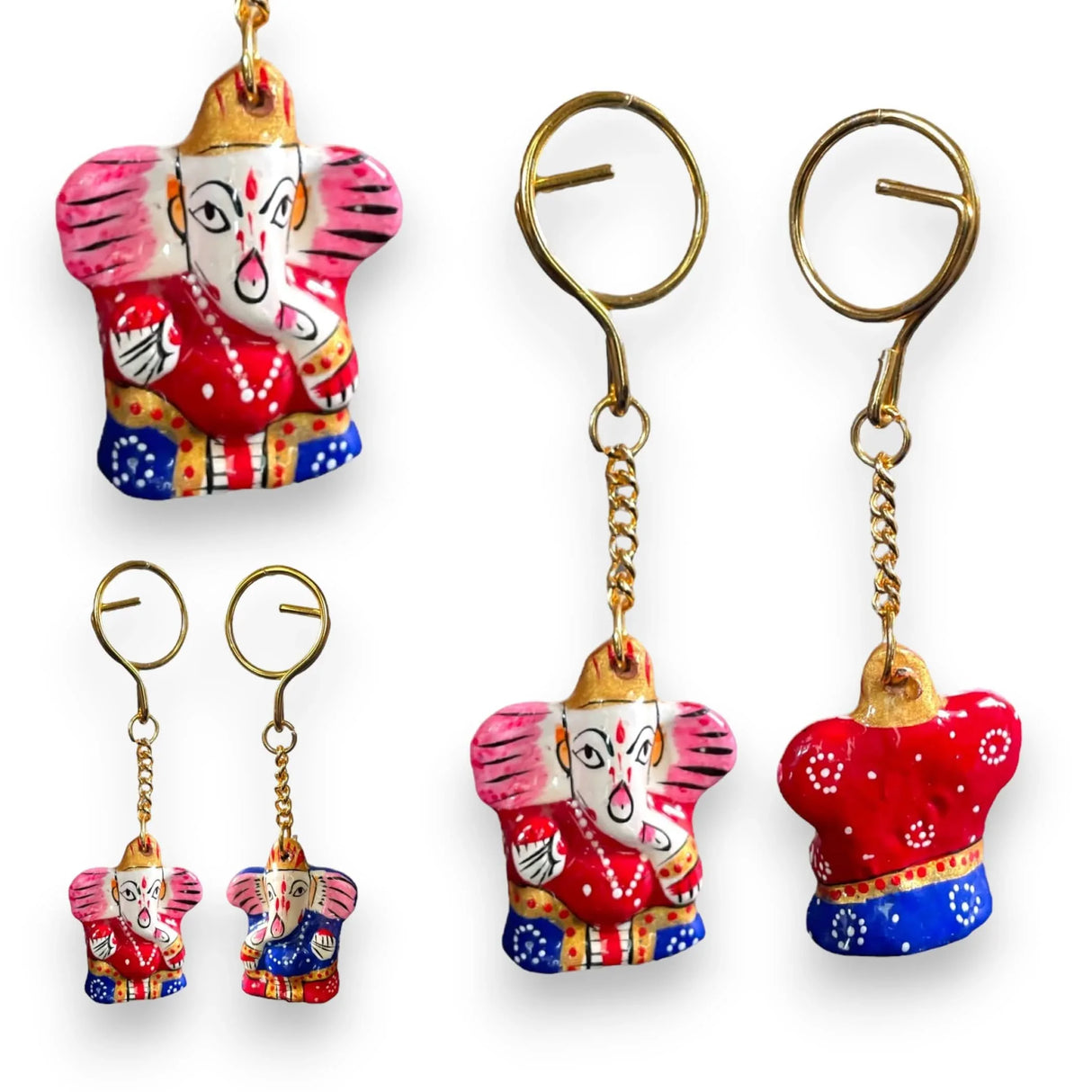 Handmade Ceramic Ganesha Keychain Amulet Keyring Door Car Key Chains Good Luck Charms Key Holder Housewarming Gift - LoveNspire