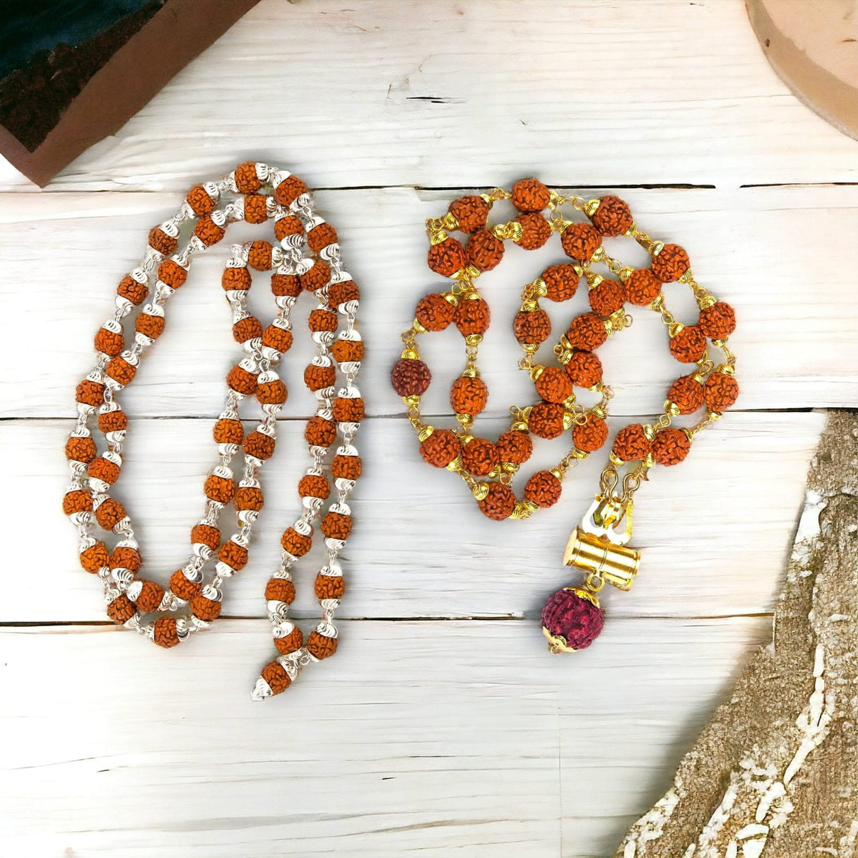 Certified Rudraksha Mala 5 Face (panchmukhi) Authentic Genuine Rudraksh Beads Rosary Japa Mala Bead Necklace Puja Prayer Meditation Beads Gold/silver Plated Mala for Men Women (1 Pcs) - LoveNspire