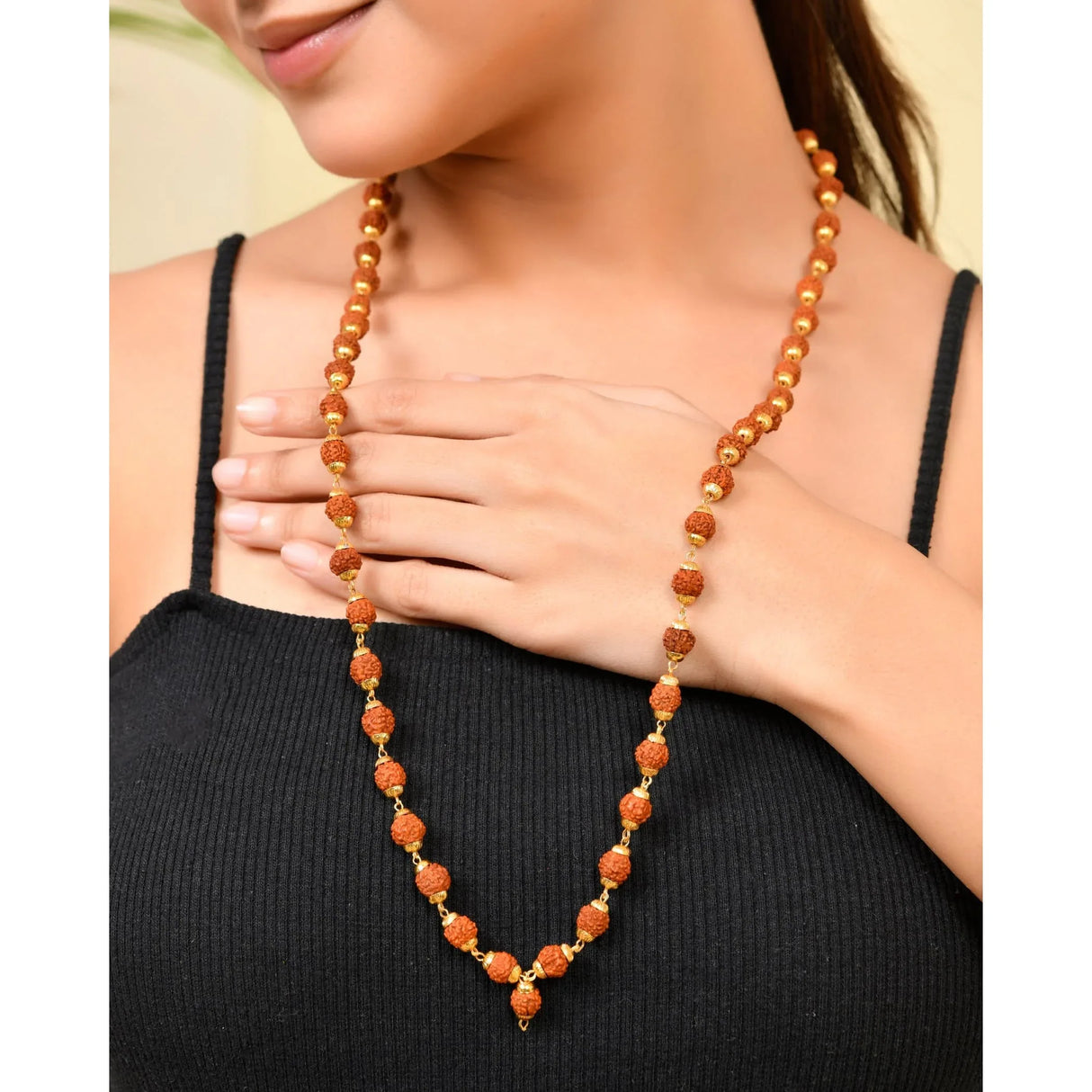 Certified Rudraksha Mala 5 Face (panchmukhi) Authentic Genuine Rudraksh Beads Rosary Japa Mala Bead Necklace Puja Prayer Meditation Beads Gold/silver Plated Mala for Men Women (1 Pcs) - LoveNspire