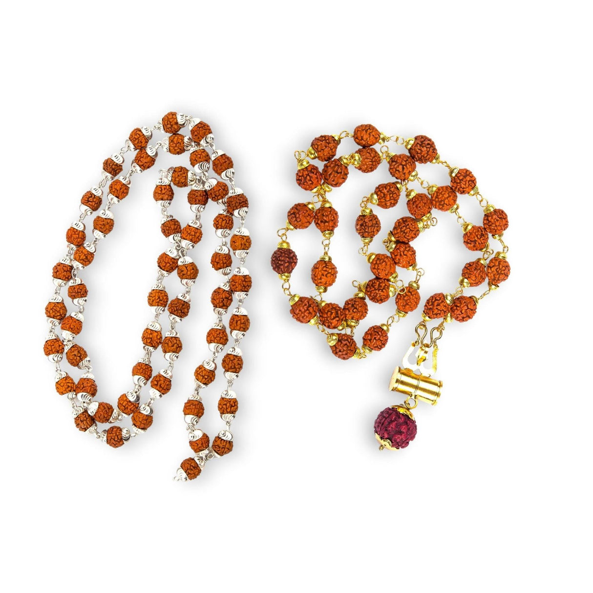 Certified Rudraksha Mala 5 Face (panchmukhi) Authentic Genuine Rudraksh Beads Rosary Japa Mala Bead Necklace Puja Prayer Meditation Beads Gold/silver Plated Mala for Men Women (1 Pcs) - LoveNspire