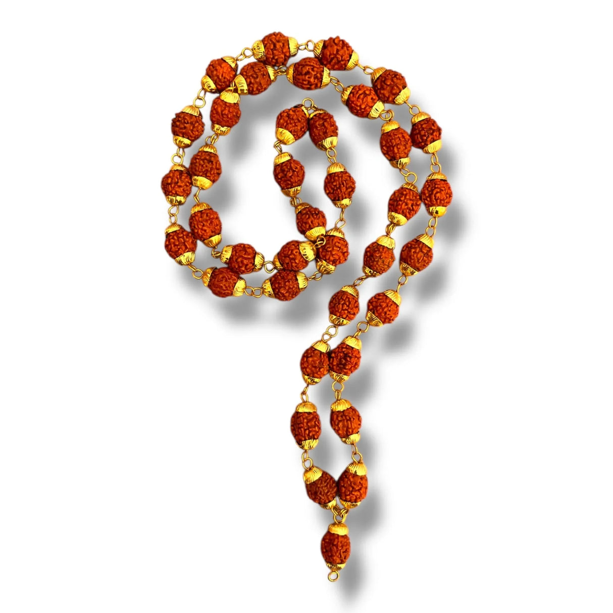 Certified Rudraksha Mala 5 Face (panchmukhi) Authentic Genuine Rudraksh Beads Rosary Japa Mala Bead Necklace Puja Prayer Meditation Beads Gold/silver Plated Mala for Men Women (1 Pcs) - LoveNspire