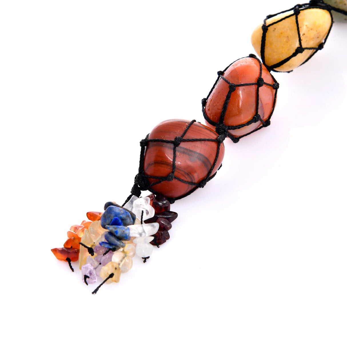 Chakra stone necklace with tumbled gemstones for meditation and spiritual healing