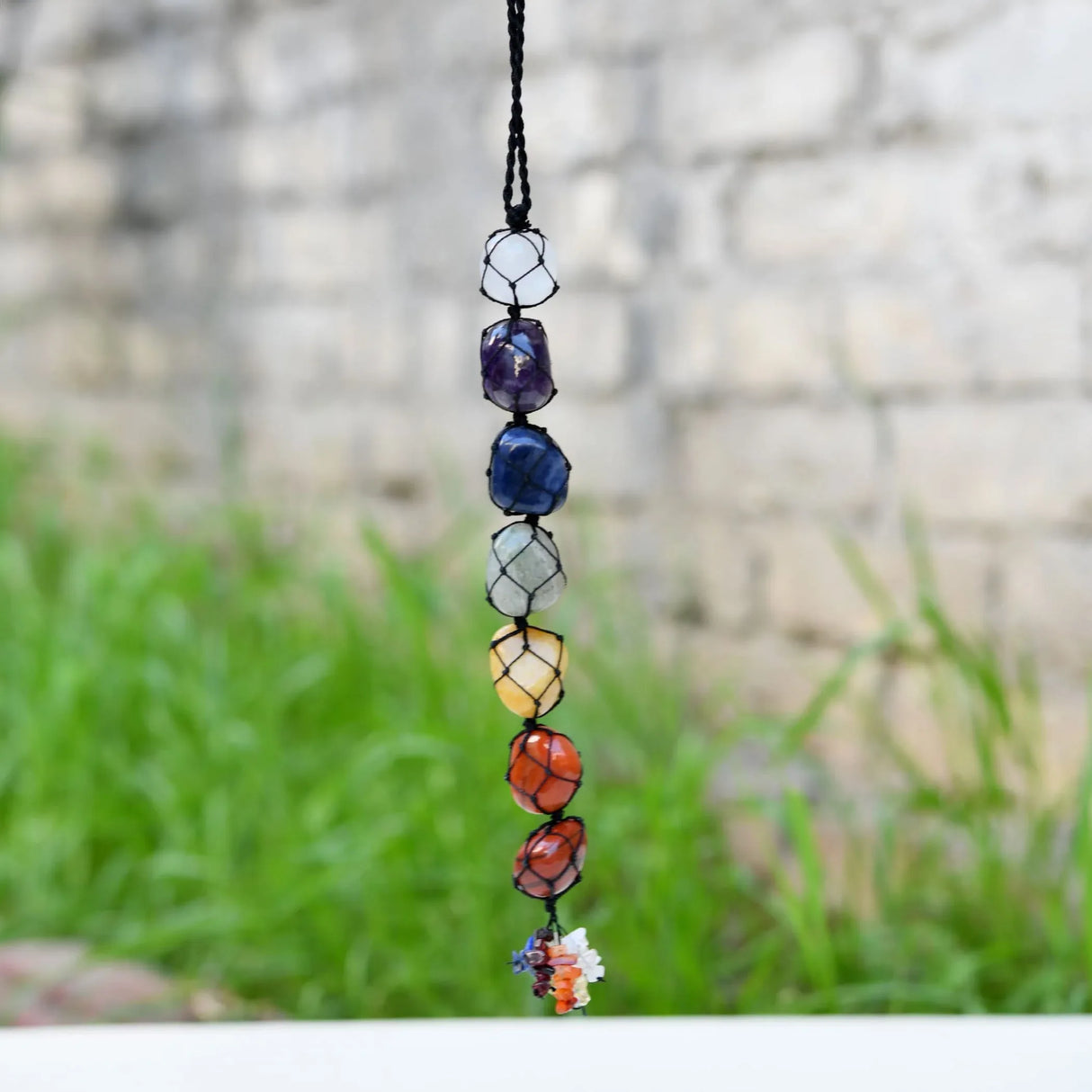 7 Chakra Hanger Car Hanging Ornament Tumbled Gemstones Reiki Healing Crystals Tassel Wall Hanging Meditation Yoga Feng Shui Chakras Spiritual Gift Goodluck Charm - Office Kitchen Home Decor - LoveNspire