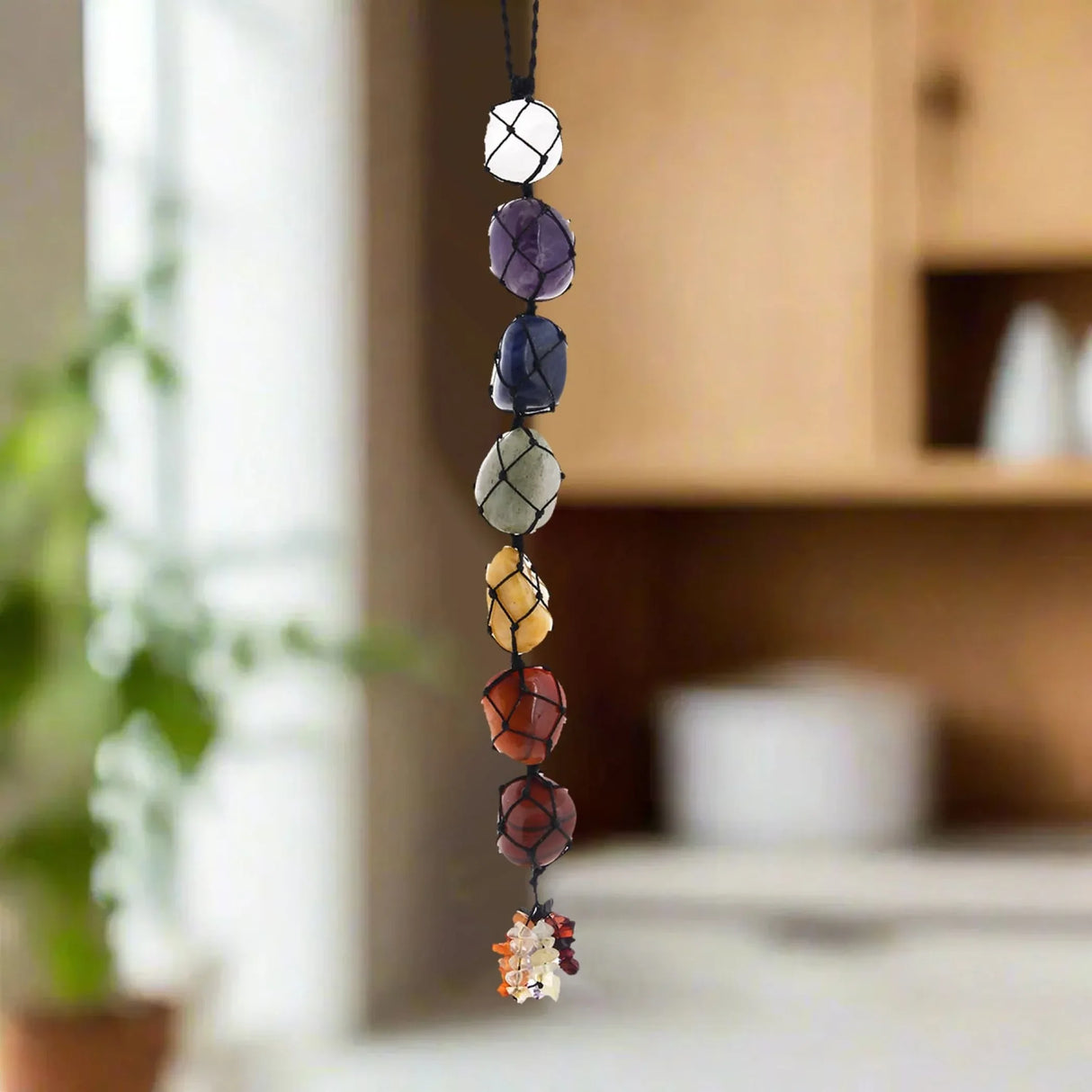 7 Chakra Hanger Car Hanging Ornament Tumbled Gemstones Reiki Healing Crystals Tassel Wall Hanging Meditation Yoga Feng Shui Chakras Spiritual Gift Goodluck Charm - Office Kitchen Home Decor - LoveNspire