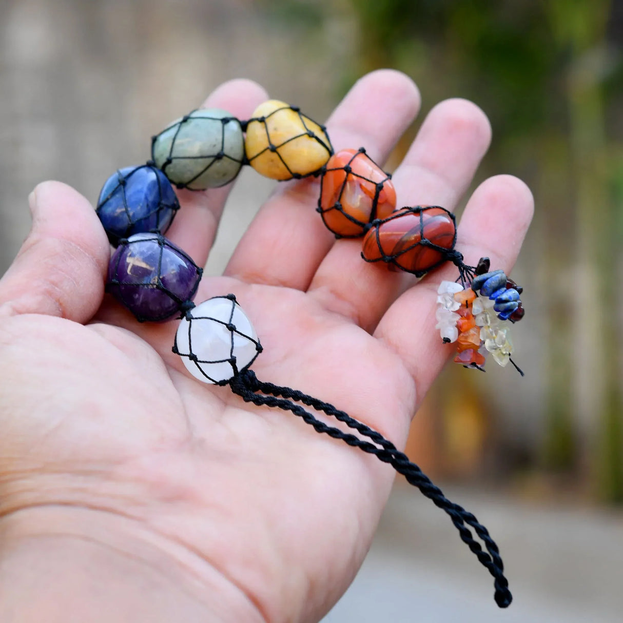 7 Chakra Hanger Car Hanging Ornament Tumbled Gemstones Reiki Healing Crystals Tassel Wall Hanging Meditation Yoga Feng Shui Chakras Spiritual Gift Goodluck Charm - Office Kitchen Home Decor - LoveNspire