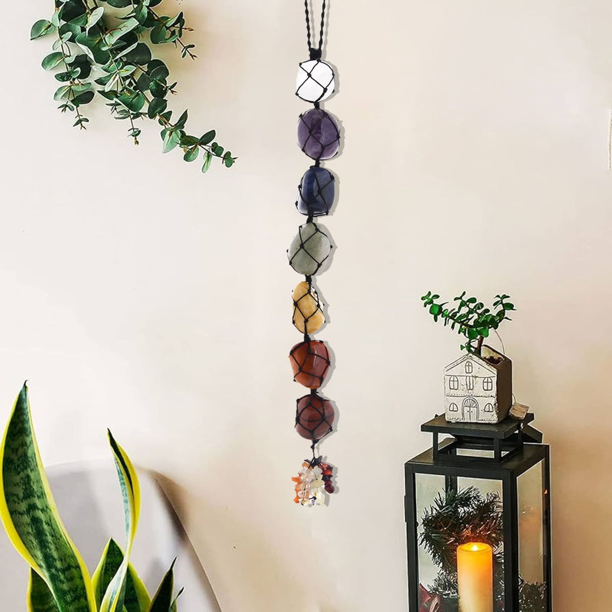 Hanging Chakra Crystal Decoration for Meditation and Feng Shui Home Decor