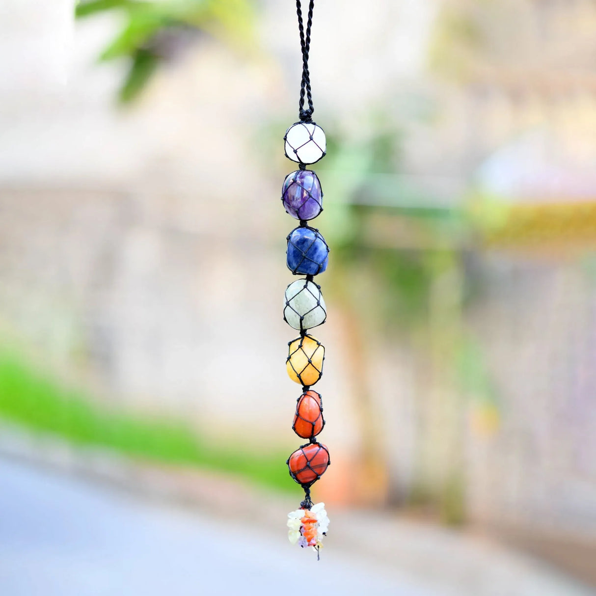 7 Chakra Hanger Car Hanging Ornament Tumbled Gemstones Reiki Healing Crystals Tassel Wall Hanging Meditation Yoga Feng Shui Chakras Spiritual Gift Goodluck Charm - Office Kitchen Home Decor - LoveNspire