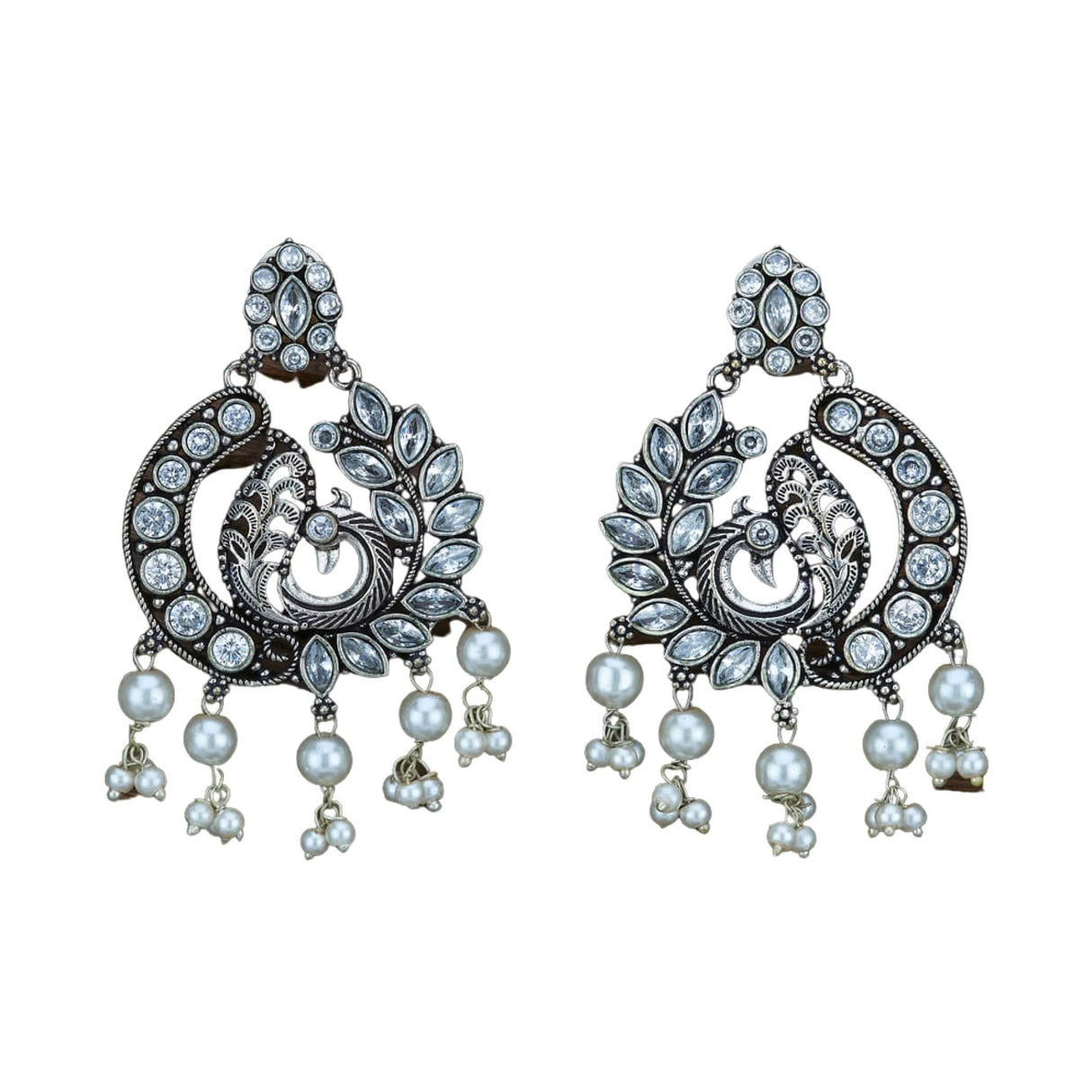 Indian Oxidized Jhumka Earrings for Women - Indian Peacock Earrings Ethnic Chandbali Jhumki Oxidized Beaded Bollywood Style Dangle Earring Jewelry for Bride | Birthday Gift for Her - LoveNspire