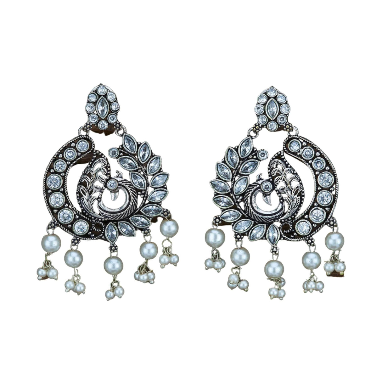 Indian Oxidized Jhumka Earrings for Women - Indian Peacock Earrings Ethnic Chandbali Jhumki Oxidized Beaded Bollywood Style Dangle Earring Jewelry for Bride | Birthday Gift for Her - LoveNspire