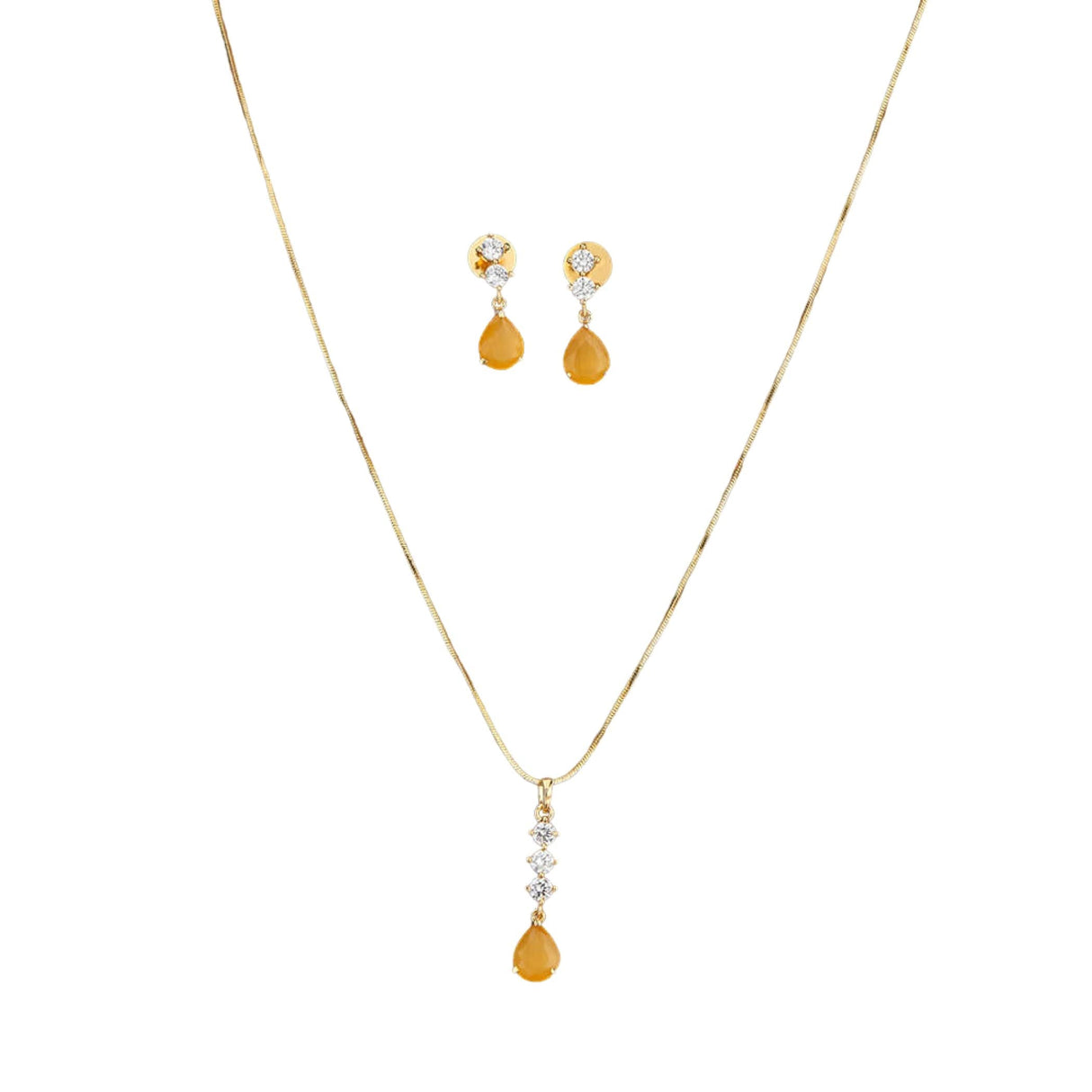 Cz Classic Pendant Set with Gold Plating Jewelry Traditional Jewelry Matte Gold Necklace South Indian Jewelry Adjustable Slider Pendant Necklace for Women Bridal Wedding Jewelry - LoveNspire