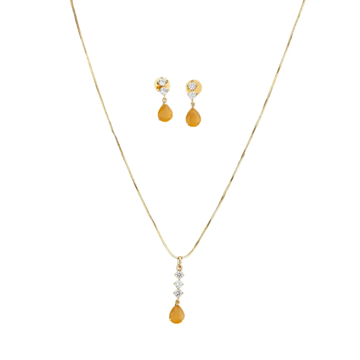 Cz Classic Pendant Set with Gold Plating Jewelry Traditional Jewelry Matte Gold Necklace South Indian Jewelry Adjustable Slider Pendant Necklace for Women Bridal Wedding Jewelry - LoveNspire