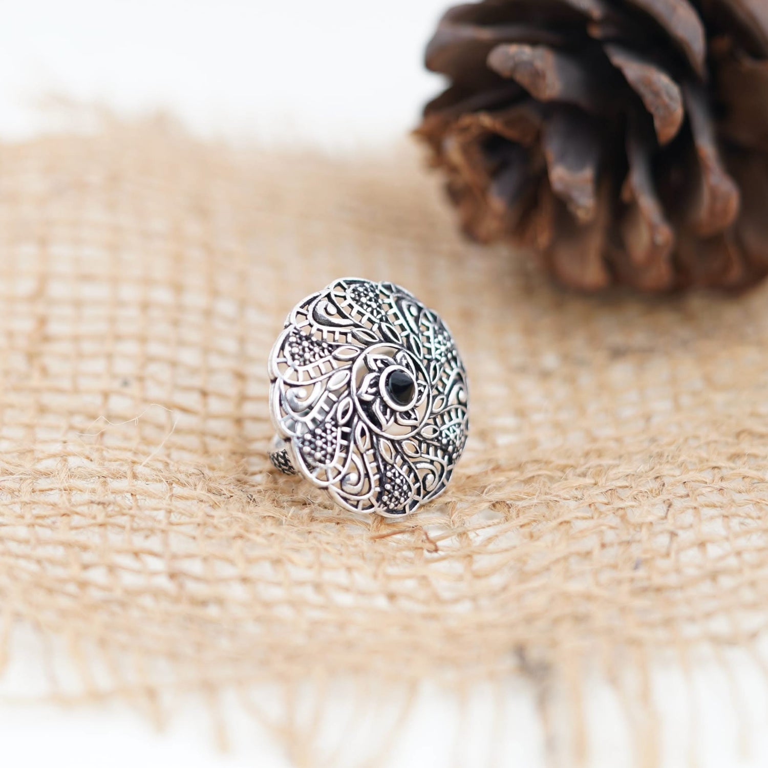 Classic Ring with Oxidised Plating Women Rings Open Wrap Finger Rings Adjustable Indian Bollywood Jewelry Antique Vintage Knuckle Boho Jewelry for Women - LoveNspire