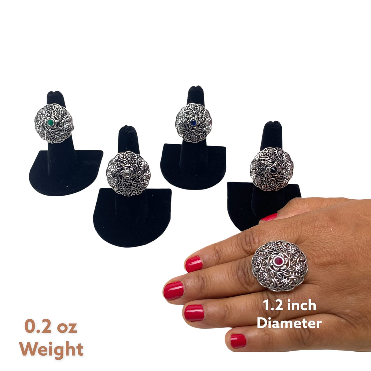 Classic Ring with Oxidised Plating Women Rings Open Wrap Finger Rings Adjustable Indian Bollywood Jewelry Antique Vintage Knuckle Boho Jewelry for Women - LoveNspire