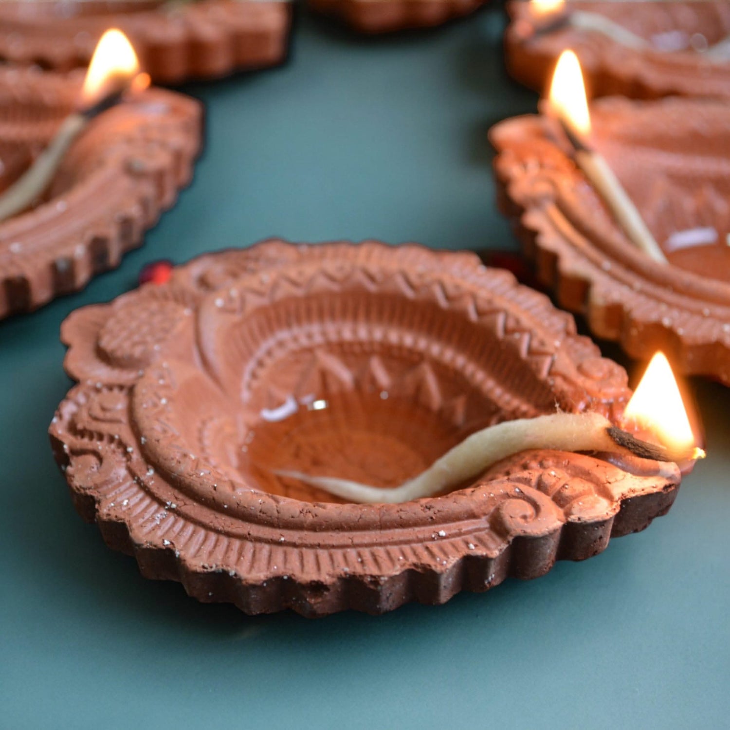 Clay Diya for Pooja Terracotta Clay Diyas Diwali Decoration Puja Deepak for Home Office Temple Decor Traditional Handmade Vilakku Oil Lamps Mitti Ka Diva Deepawali Indian Gift Items - LoveNspire