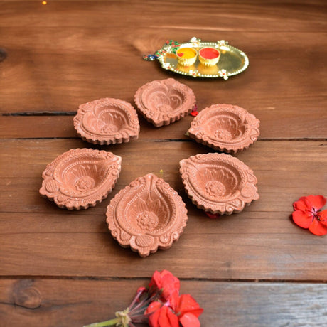 Clay Diya for Pooja Terracotta Clay Diyas Diwali Decoration Puja Deepak for Home Office Temple Decor Traditional Handmade Vilakku Oil Lamps Mitti Ka Diva Deepawali Indian Gift Items - LoveNspire