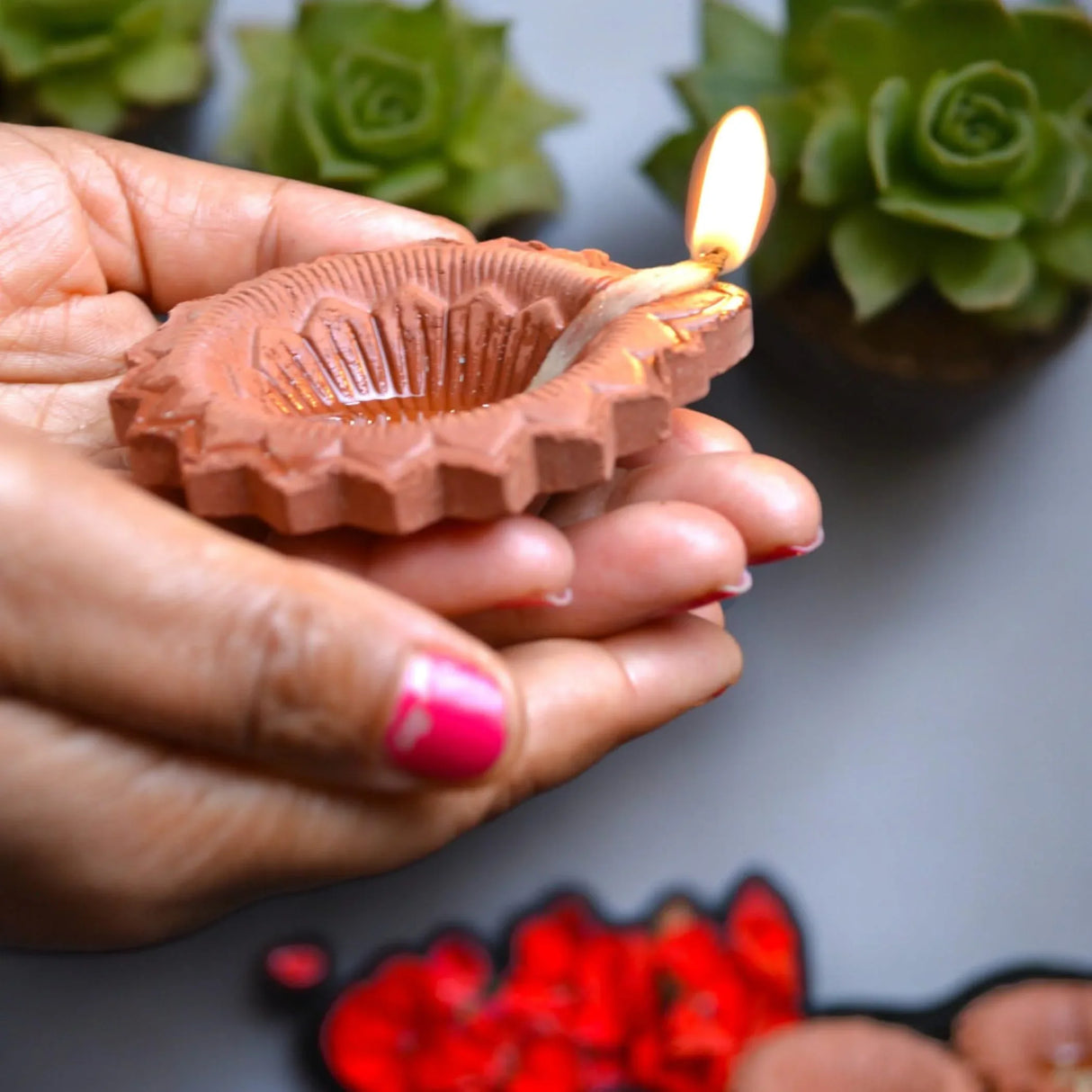 Clay Diya for Pooja Mitti Ka Diva Deepawali Traditional Handmade Terracotta Clay Diyas Diwali Decoration Puja Deepak for Home Office Temple Decor Vilakku Oil Lamps Indian Gift Items - LoveNspire