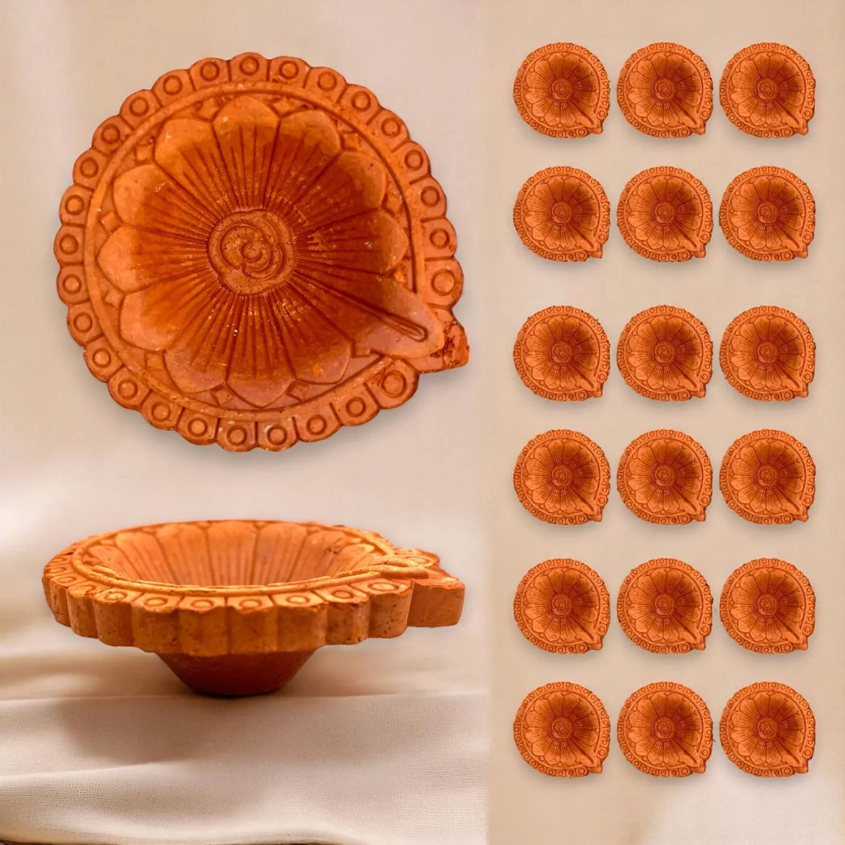 Clay Diya for Pooja Traditional Handmade Terracotta Clay Diyas Diwali Decoration Puja Deepak for Home Office Temple Decor Vilakku Oil Lamps Mitti Ka Diva Deepawali Indian Gift Items - LoveNspire
