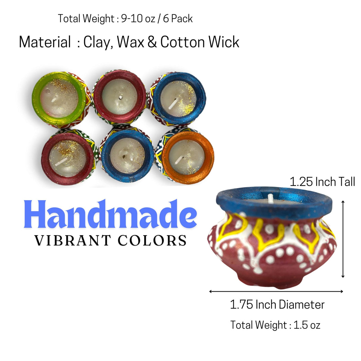 Matki Clay Diya Wax Filled Handmade Traditional Diyas for Diwali Pooja Vilakku Oil Lamp Tealight Deepawali Decoration Indian Gift Items Home Temple Decor - LoveNspire