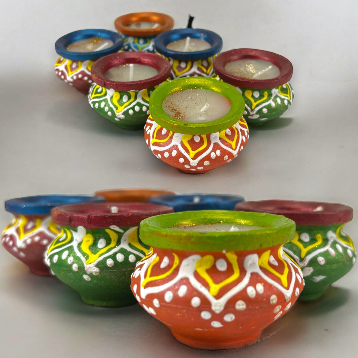 Matki Clay Diya Wax Filled Handmade Traditional Diyas for Diwali Pooja Vilakku Oil Lamp Tealight Deepawali Decoration Indian Gift Items Home Temple Decor - LoveNspire