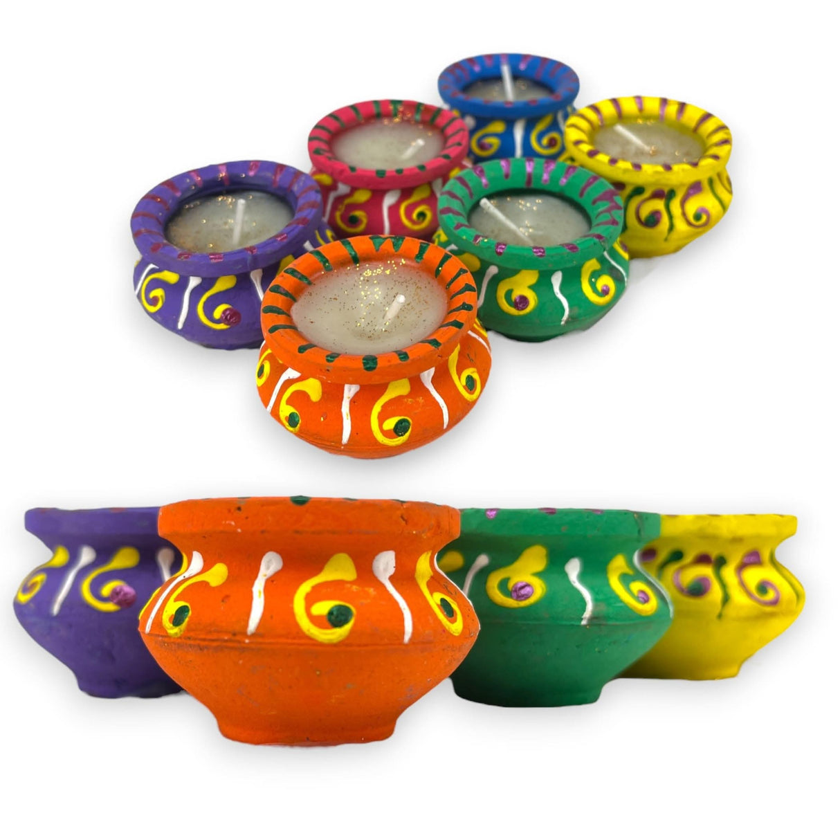 Matki Clay Diya Wax Filled Handmade Traditional Diyas for Diwali Pooja Vilakku Oil Lamp Tealight Deepawali Decoration Indian Gift Items Home Temple Decor - LoveNspire