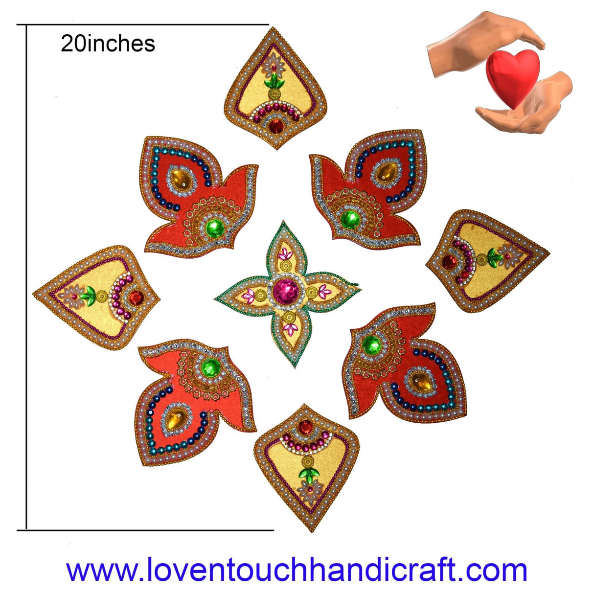 Acrylic Rangoli Set Indian Traditional Handmade Reusable Rangoli Diwali Navratri Christmas Home Decor Floor Table Decoration - Deepawali Wedding Housewarming Gift Pack of 1 (20 Inches) - LoveNspire