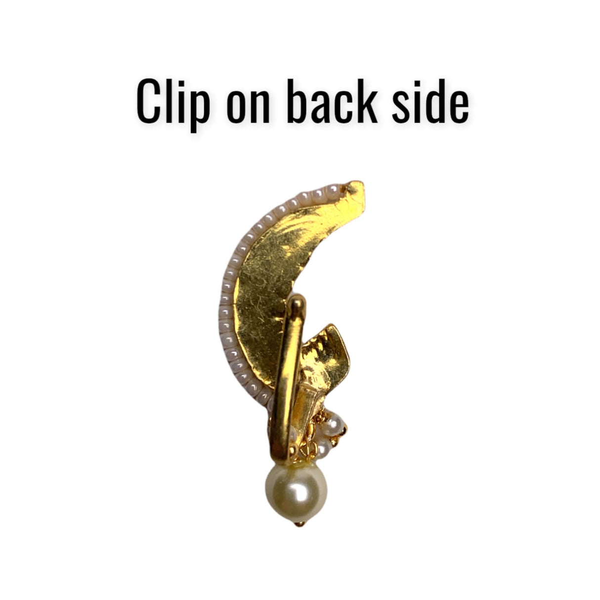 Kundan Classis Nose Ring for Women - Indian Marathi Bridal Nath Designer Moon Clip-on Nose Ring Faux Pearl with Gold Platting Bollywood Style Nath Non-Piercing Nose Accessory Gift for Her - LoveNspire