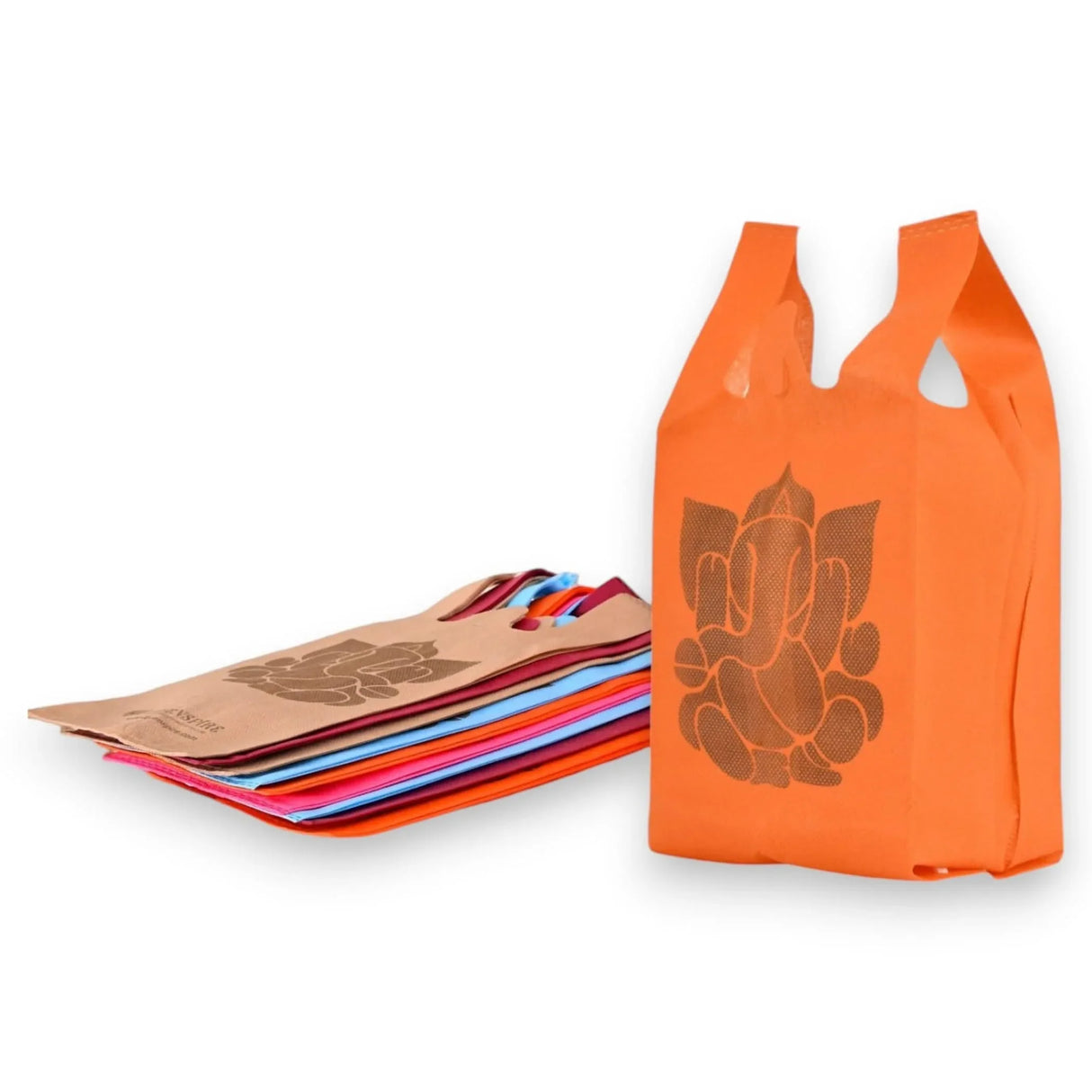 Ganesha Print Non Woven Gifts Party Favor Bags Ecofriendly Reusable for Indian Wedding Housewarming Puja - LoveNspire