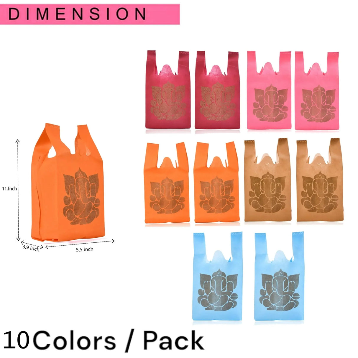 Ganesha Print Non Woven Gifts Party Favor Bags Ecofriendly Reusable for Indian Wedding Housewarming Puja - LoveNspire