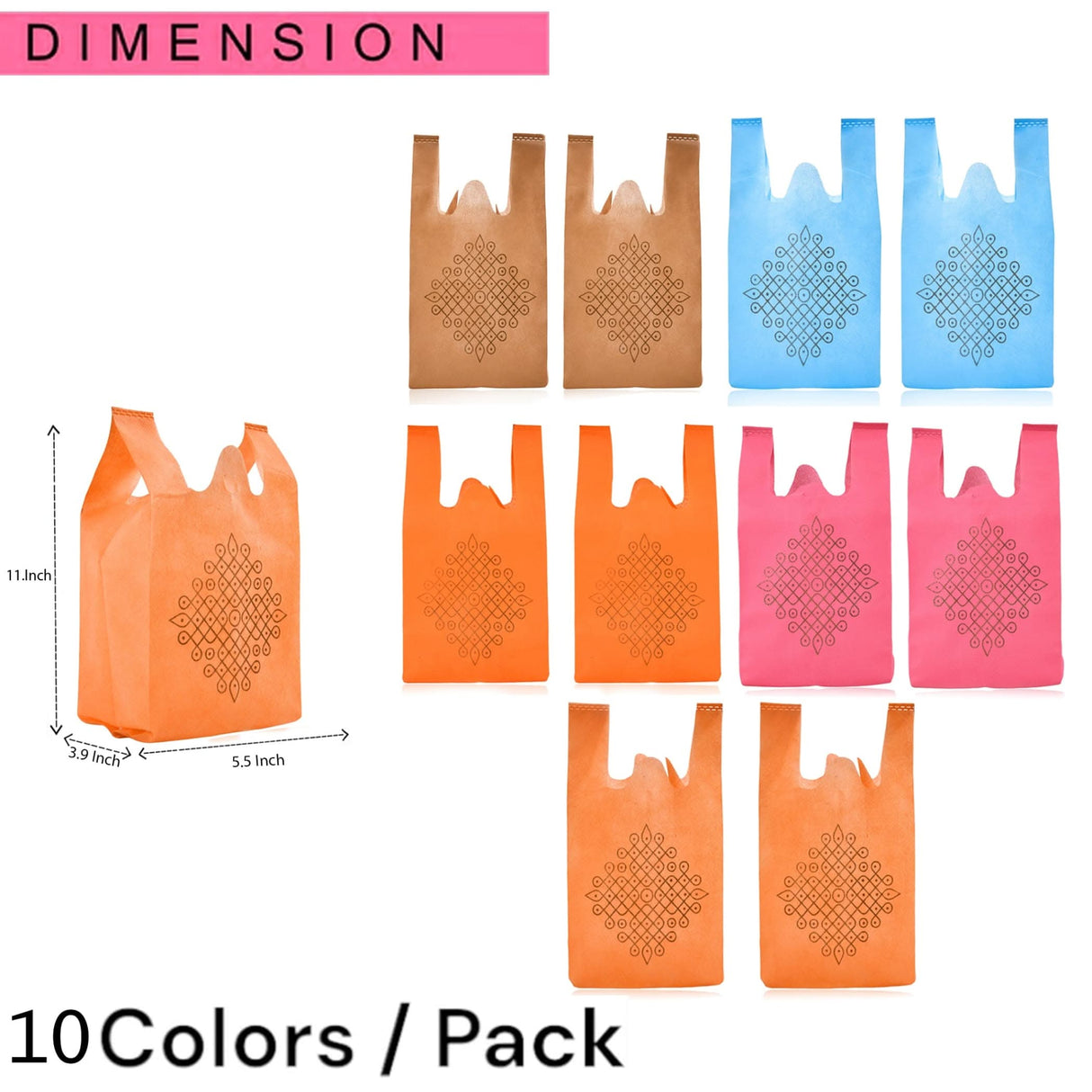 Kolam Print Return Non Woven Gifts Party Favor Bags Ecofriendly Reusable for Indian Wedding Housewarming Puja - LoveNspire