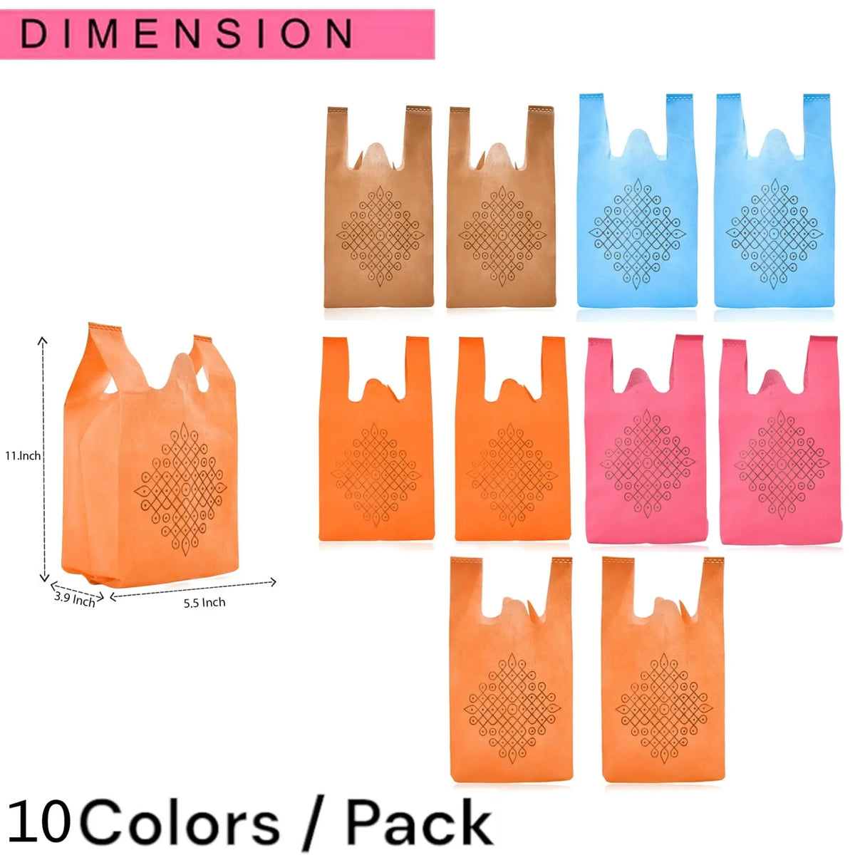 Kolam Print Return Non Woven Gifts Party Favor Bags Ecofriendly Reusable for Indian Wedding Housewarming Puja - LoveNspire
