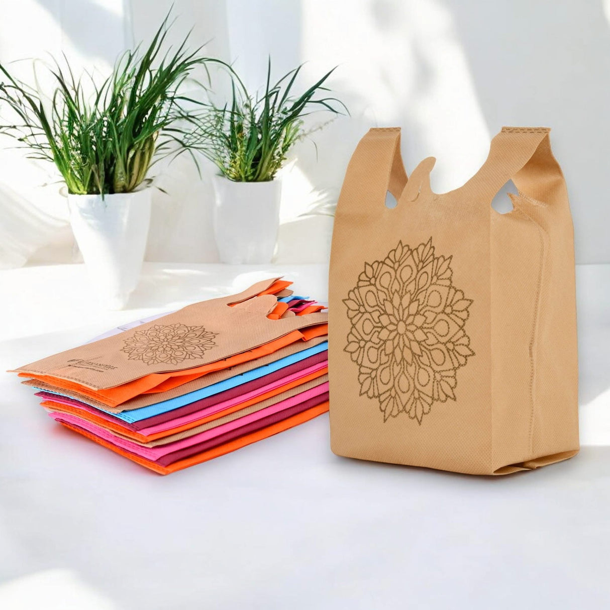 Mandala Print Return Non Woven Gifts Party Favor Bags Ecofriendly Reusable for Indian Wedding Housewarming Puja - LoveNspire