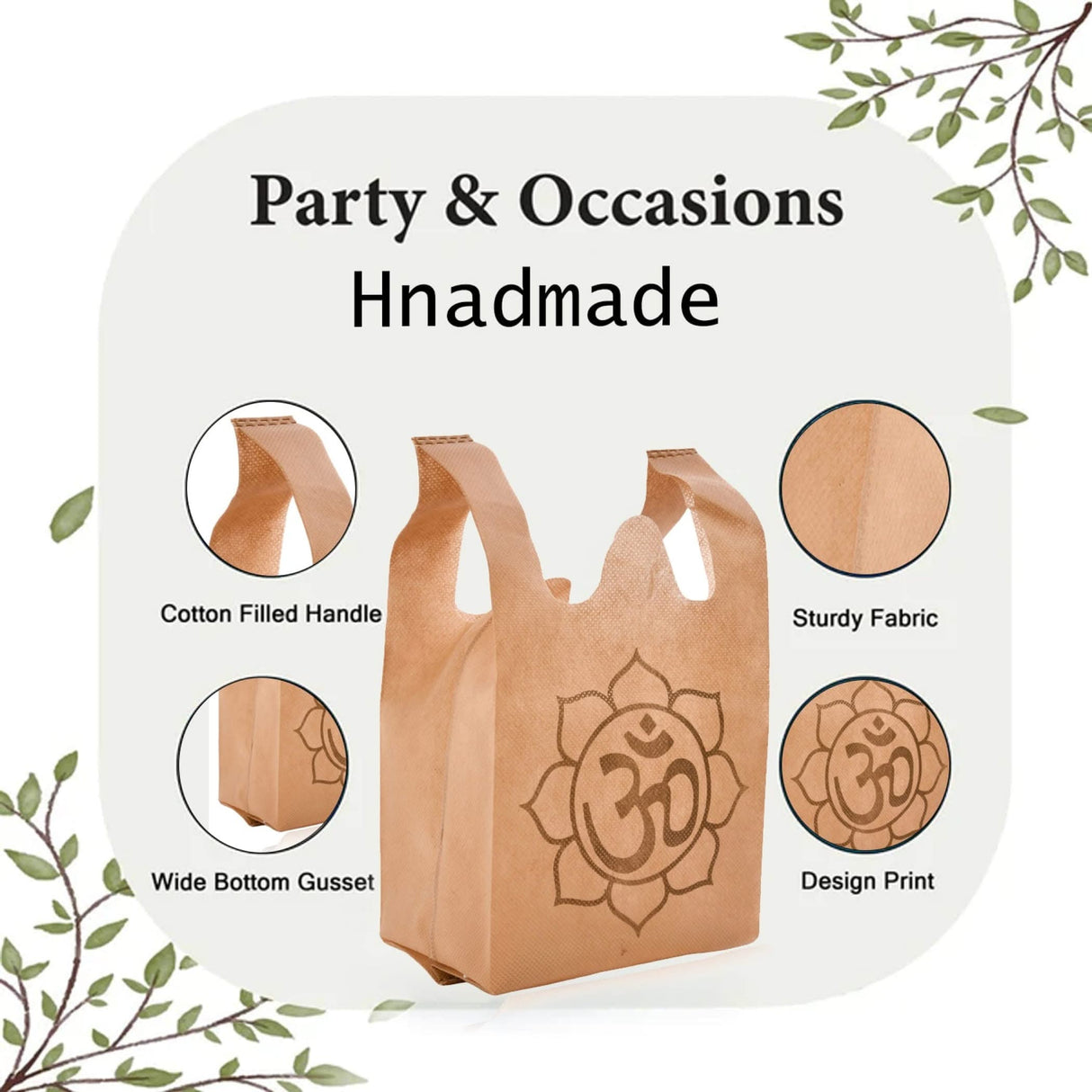Om Print Return Non Woven Gifts Party Favor Bags Ecofriendly Reusable for Indian Wedding Housewarming Puja - LoveNspire