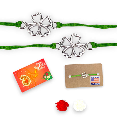 2CT Clover Leaf Charm Rakhi for Brother, Bhai Dooj, Clover, Rakhi for Sister, Clover Leaf Rakhi, Bhai Beej, Rakhri - LoveNspire