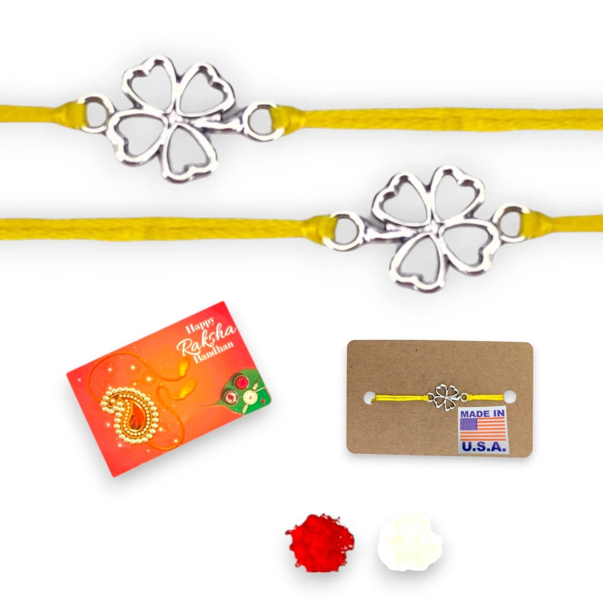 2CT Clover Leaf Charm Rakhi for Brother, Bhai Dooj, Clover, Rakhi for Sister, Clover Leaf Rakhi, Bhai Beej, Rakhri - LoveNspire