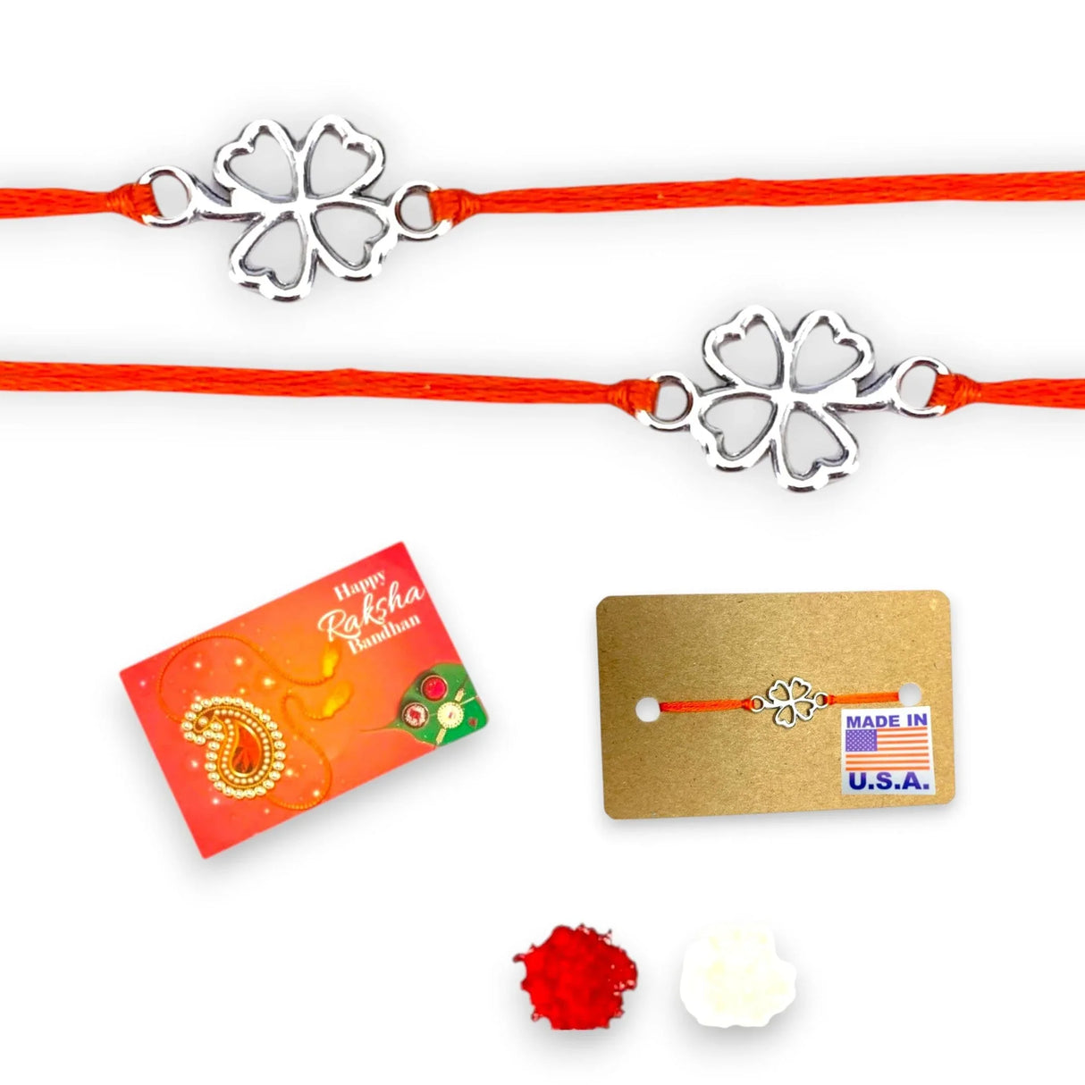 2CT Clover Leaf Charm Rakhi for Brother, Bhai Dooj, Clover, Rakhi for Sister, Clover Leaf Rakhi, Bhai Beej, Rakhri - LoveNspire