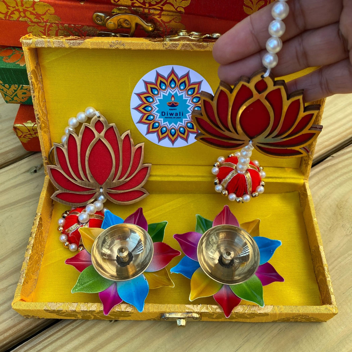 Personalized Diwali Gifts Hamper Indian Festival Diwali Gift Boxes Large Brocade Box for Employees Home Office Friends Family & Relatives Corporate Return Gift Items Gift for Her - LoveNspire