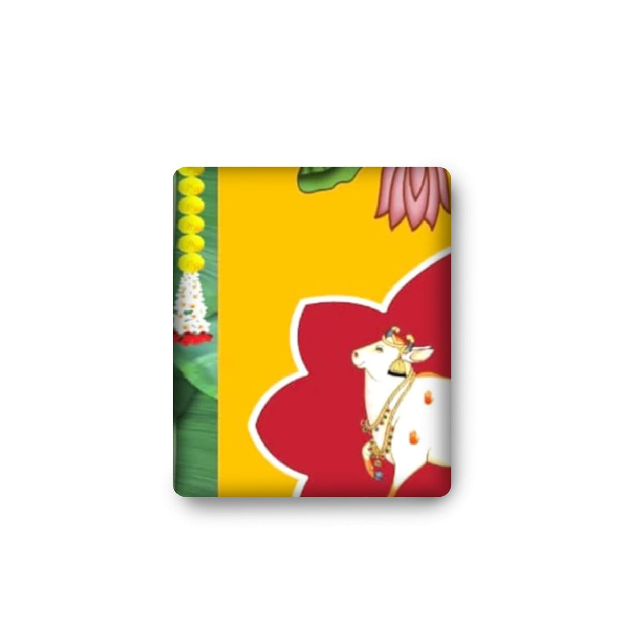 Cow Backdrop with Marigold Design Indian Traditional Cloth 5x8 Feet Backdrop Pooja Wall Decor Indian Wall Art Photo Decor Banner Indian Janmashtami Decor Decorative Pooja Cloth - LoveNspire