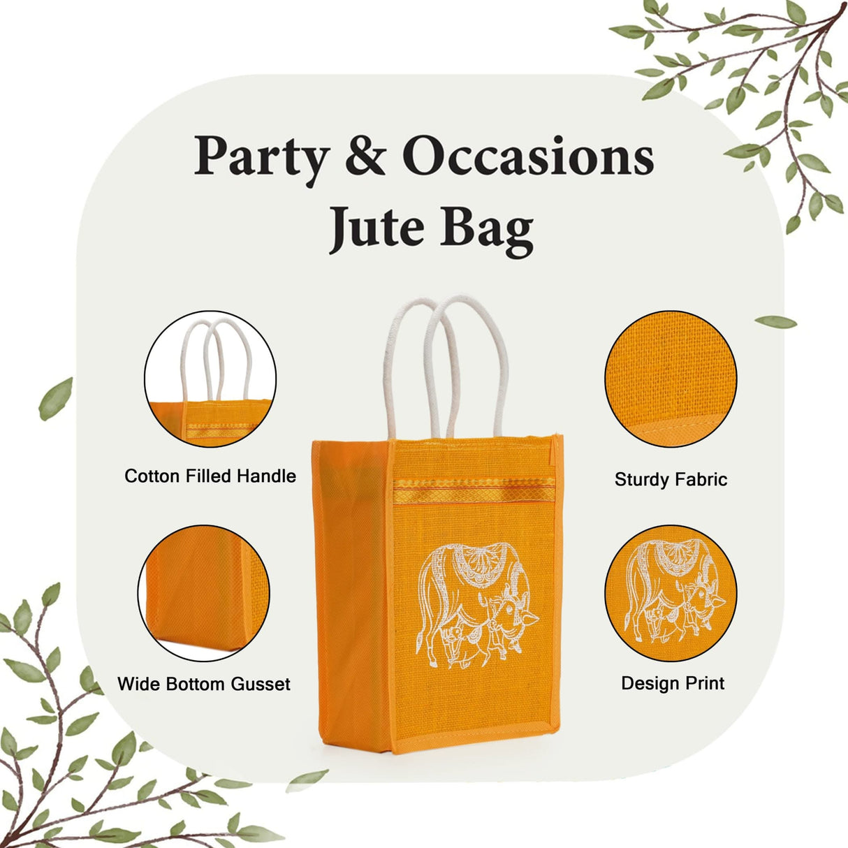 Cow Print Jute Bag Burlap Gift Bags Eco-friendly Reusable Tote Bag Indian Wedding Favor Puja Return Gifts - LoveNspire