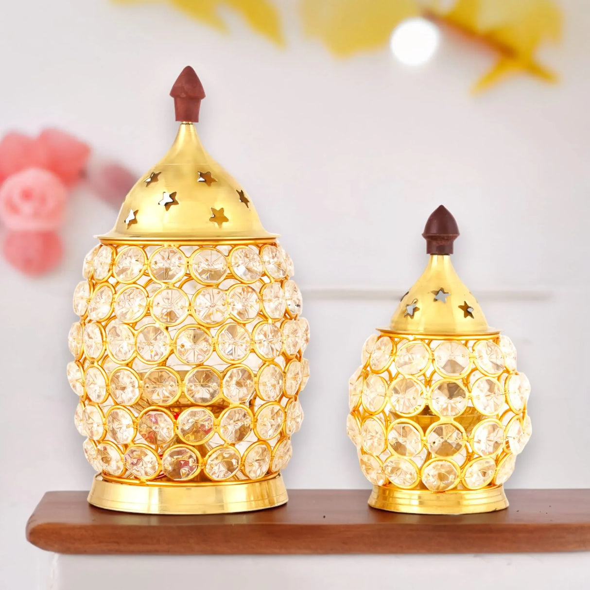 Crystal Jyoti Diya Lamp Akhand Oil Lamp Decorative Diwali Diyas for Puja Kuthu Vilakku Home Temple Decor Deepam Deepawali Decoration Lantern Tea Light Holder Housewarming Return Gift - LoveNspire