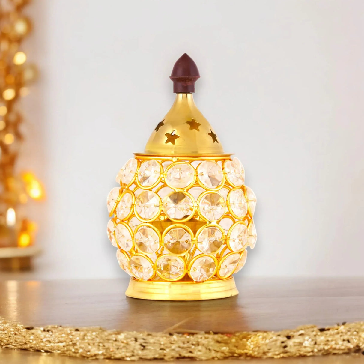 Crystal Jyoti Diya Lamp Akhand Oil Lamp Decorative Diwali Diyas for Puja Kuthu Vilakku Home Temple Decor Deepam Deepawali Decoration Lantern Tea Light Holder Housewarming Return Gift - LoveNspire