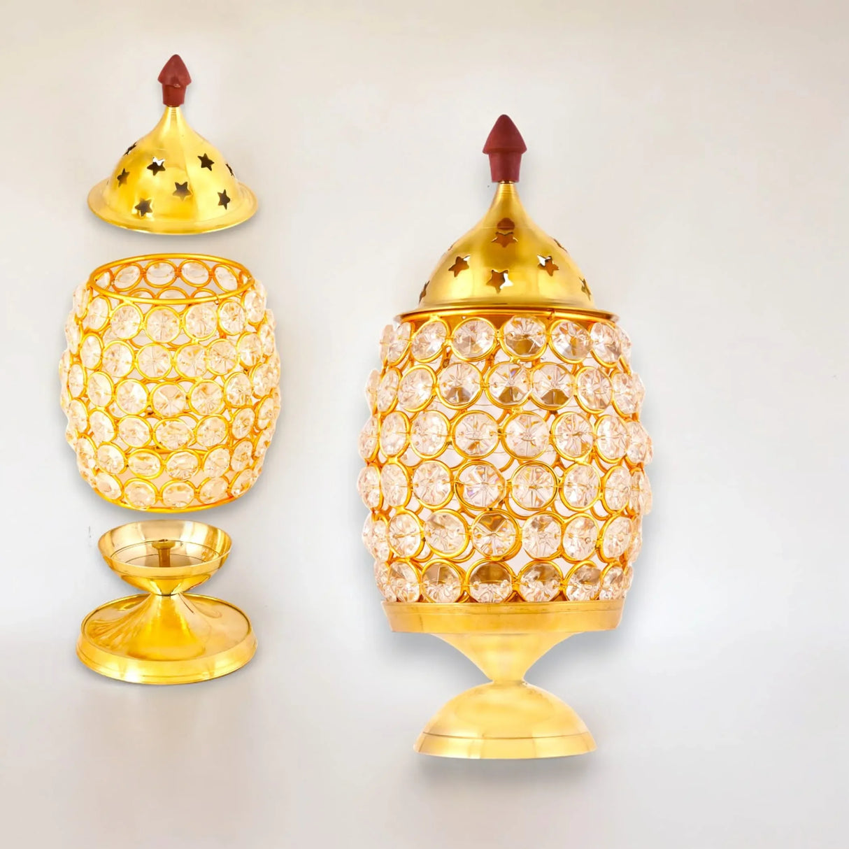 Crystal Jyoti Diya Lamp Akhand Oil Lamp Decorative Diwali Diyas for Puja Kuthu Vilakku Home Temple Decor Deepam Deepawali Decoration Lantern Tea Light Holder Housewarming Return Gift - LoveNspire