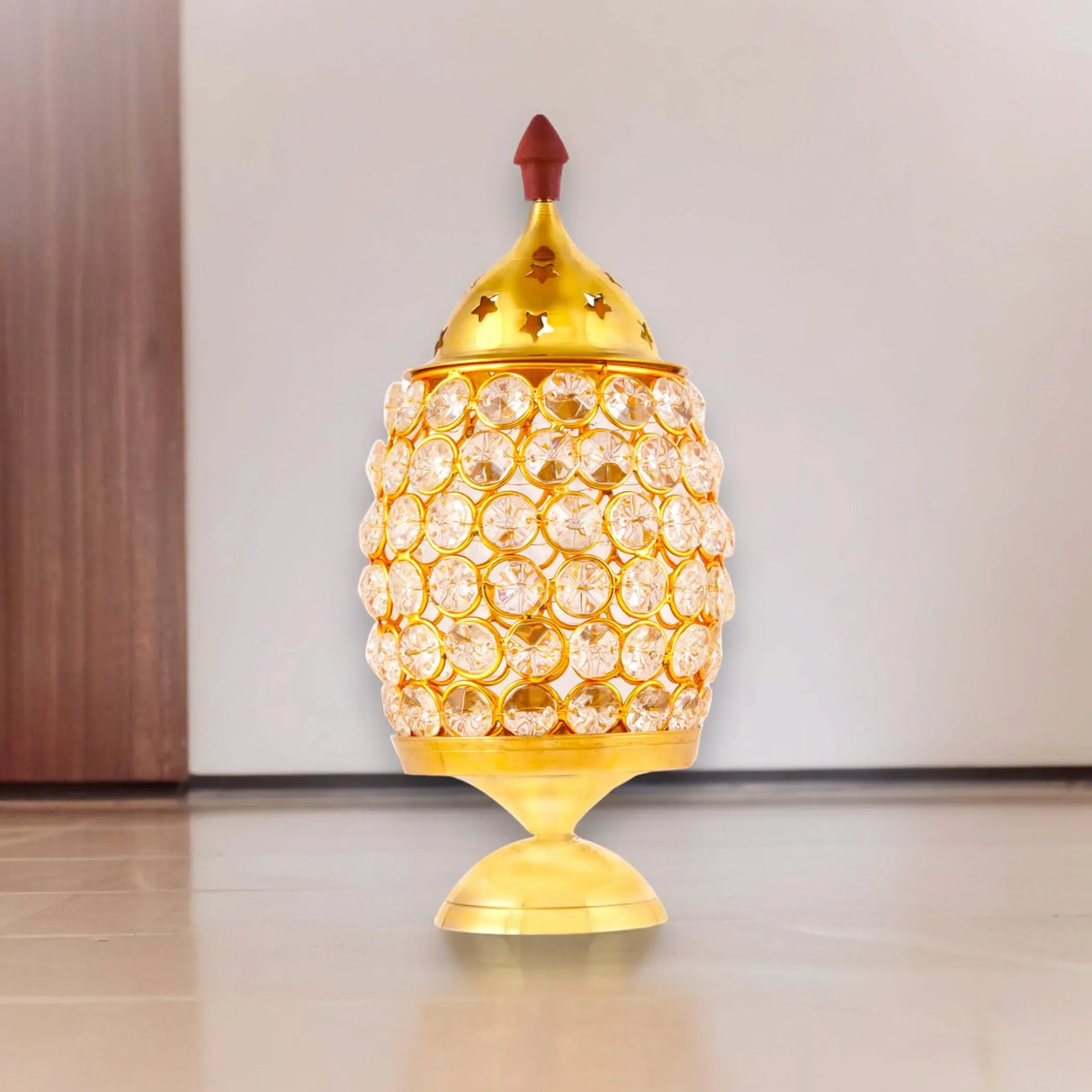 Crystal Jyoti Diya Lamp Akhand Oil Lamp Decorative Diwali Diyas for Puja Kuthu Vilakku Home Temple Decor Deepam Deepawali Decoration Lantern Tea Light Holder Housewarming Return Gift - LoveNspire