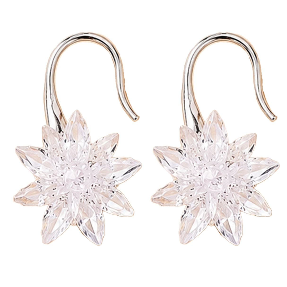 Dangle earrings for women featuring clear crystal star-shaped design with silver-toned hook backing, trendy and elegant gift