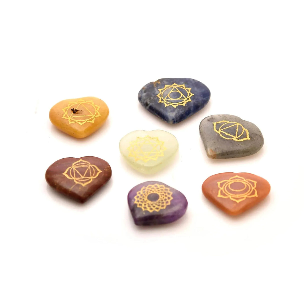 Crystal Reiki Stones with Engraved Symbols Healing Crystals Gemstone Amethyst 7 Chakra Tumbled Polished Palm Pocket Worry Stones - Chakra Balancing Kit for Meditation Yoga - LoveNspire