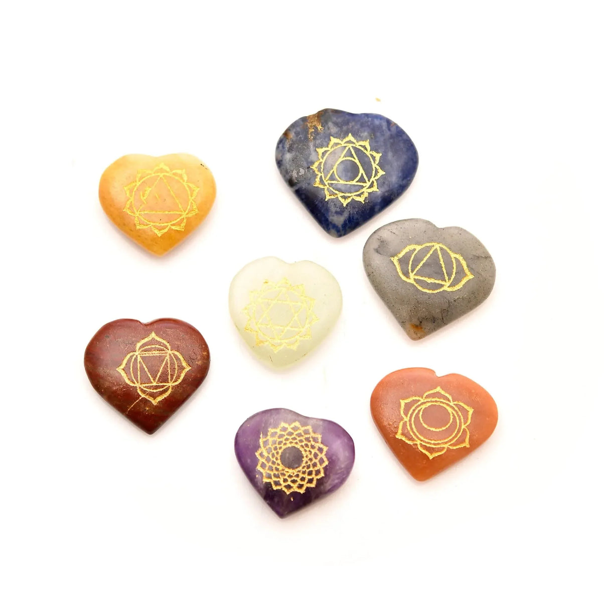 Crystal Reiki Stones with Engraved Symbols Healing Crystals Gemstone Amethyst 7 Chakra Tumbled Polished Palm Pocket Worry Stones - Chakra Balancing Kit for Meditation Yoga - LoveNspire