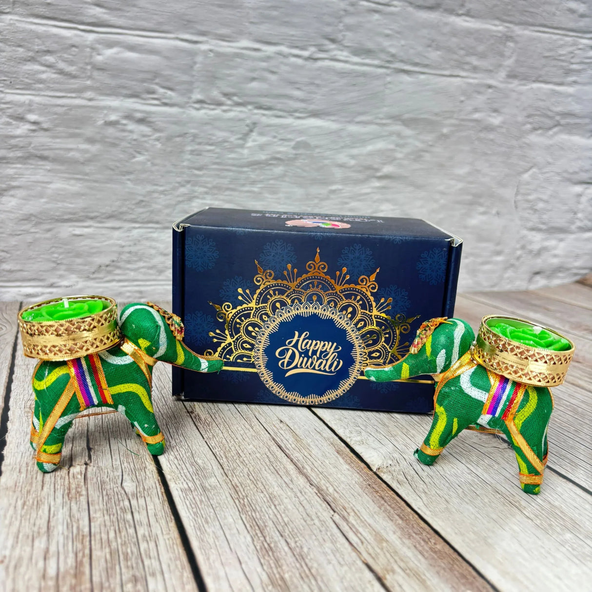 Diwali Gift Hamper Elephant Candle Holder Happy Diwali Stickers Custom Gifts Boxes Handmade Indian Festival Deepawali Hamper for Employees Home Office Friends Family - Return Gift Items - LoveNspire