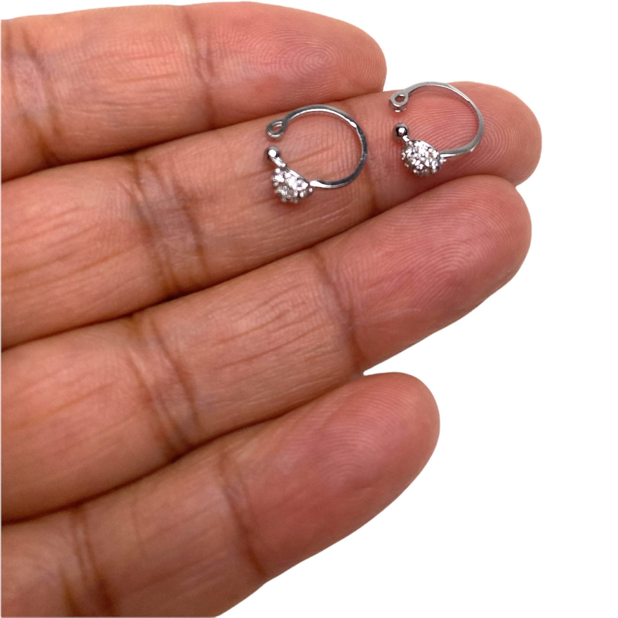 Cz Nose Ring with Rhodium Plating - Western Classic Nosepin Jewelry for Women Indian Nose Rings Hoops Non-Piercing Nose Pin Septum Ring Pressable Antique Silver Bridesmaid Nath Gift for Her - LoveNspire