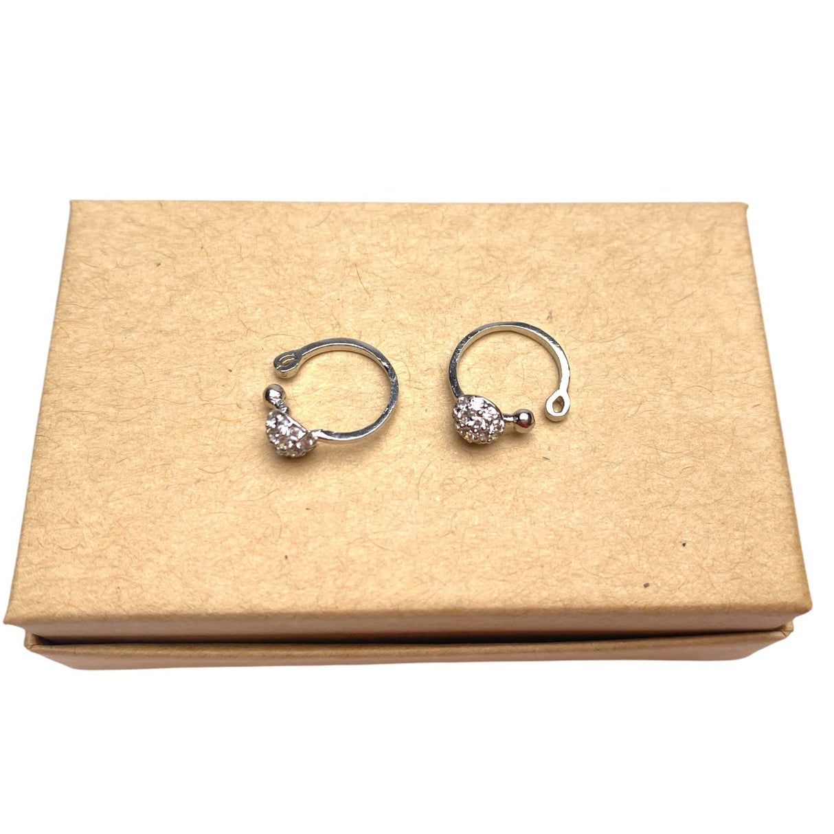 Cz Nose Ring with Rhodium Plating - Western Classic Nosepin Jewelry for Women Indian Nose Rings Hoops Non-Piercing Nose Pin Septum Ring Pressable Antique Silver Bridesmaid Nath Gift for Her - LoveNspire