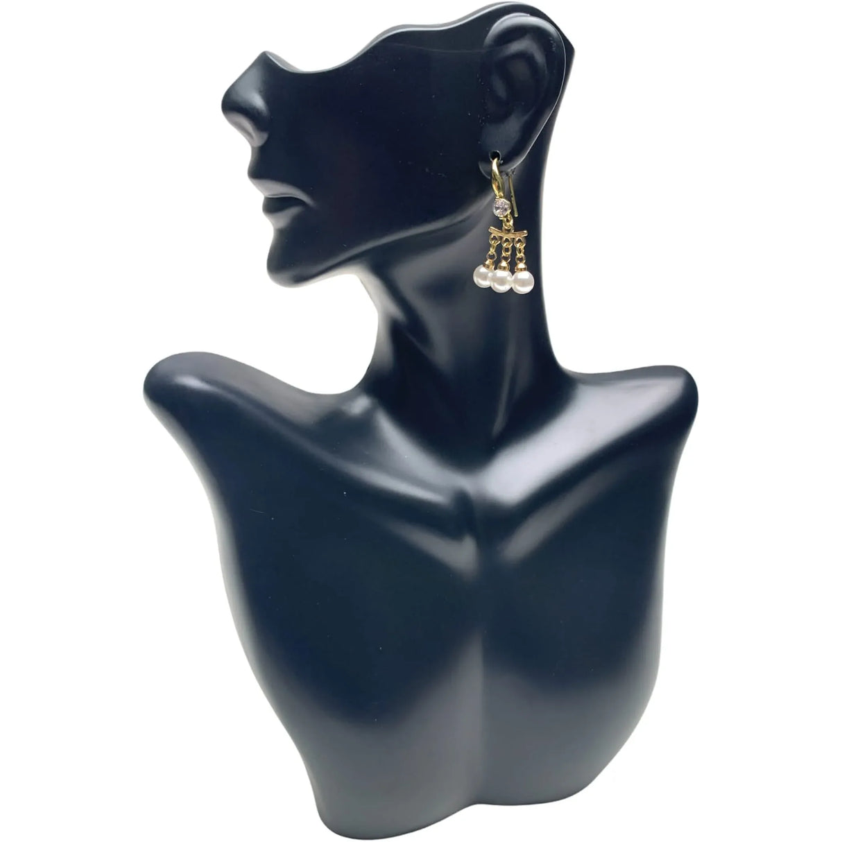 Dangle Earrings for Women - Small Teardrop Earring with White Faux Pearl Three Pearls Leverback Dangle Earrings Trendy Bollywood Style Upscale Dangly Earrings - Birthday Gift for Her - LoveNspire